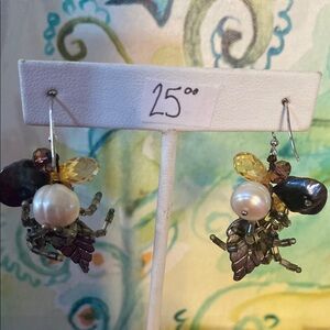 Handcrafted Pearl and beads Earrings six pairs retails $150